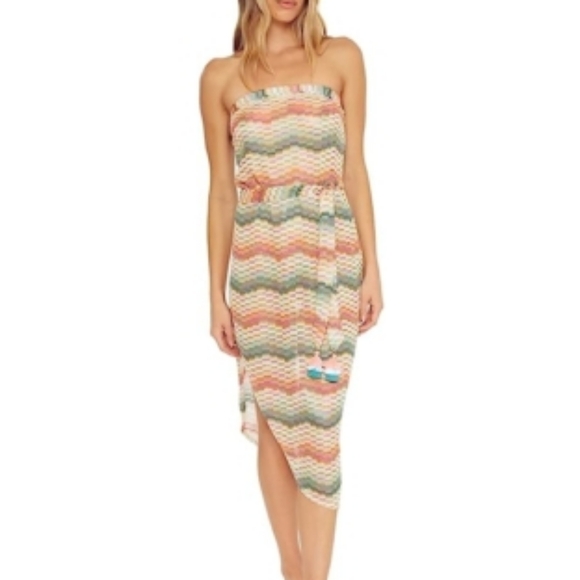 Trina Turk Mirage Crochet Bandeau Midi Cover-up Strapless Dress - Picture 2 of 7